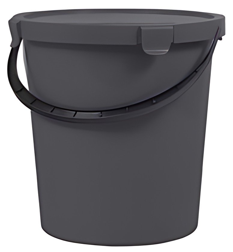 plast team Seau à cueillette avec couvercle, 5 L, gris foncé