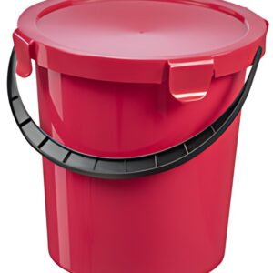 plast team Seau à cueillette avec couvercle, 5 L, rouge