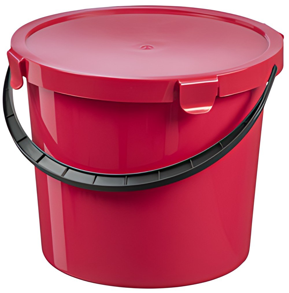 plast team Seau à cueillette avec couvercle, 10 L, rouge