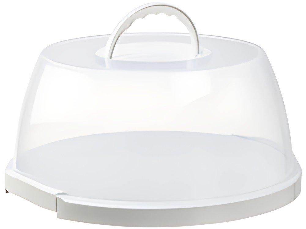 plast team Plat & cloche à gâteau, rond, transparent/blanc