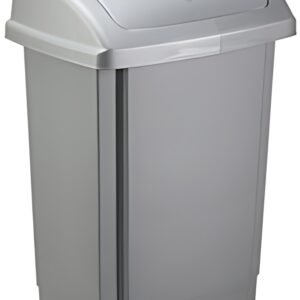 past team Poubelle à couvercle basculant, 25 litres, argent