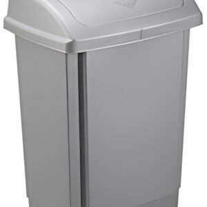 past team Poubelle à couvercle basculant, 15 litres, argent