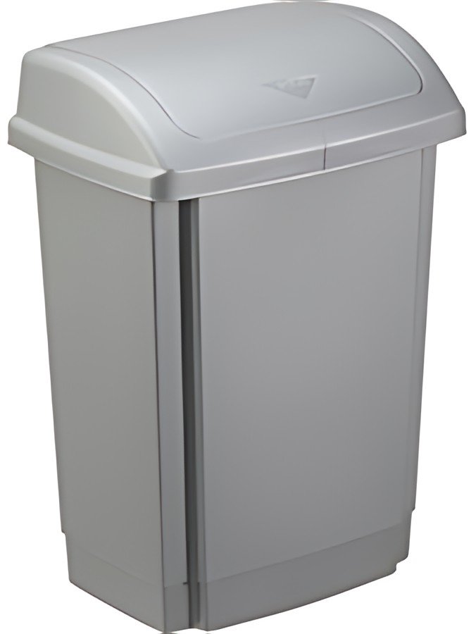 past team Poubelle à couvercle basculant, 15 litres, argent