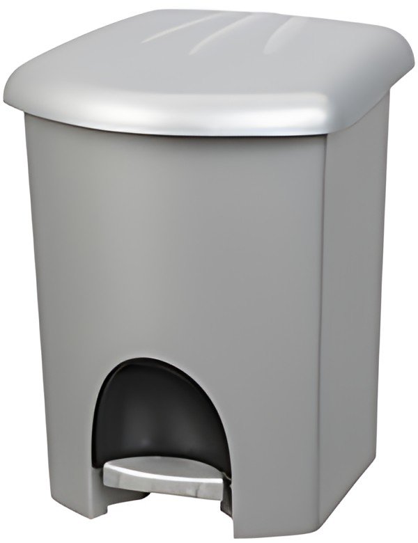 plast team Poubelle cosmétique à pédale, 6 litres, argent