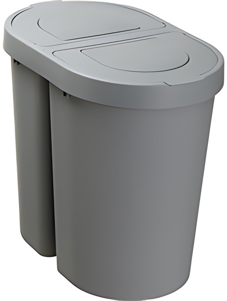plast team Poubelle tri sélectif SEATTLE DUO, 2x25 L, argent