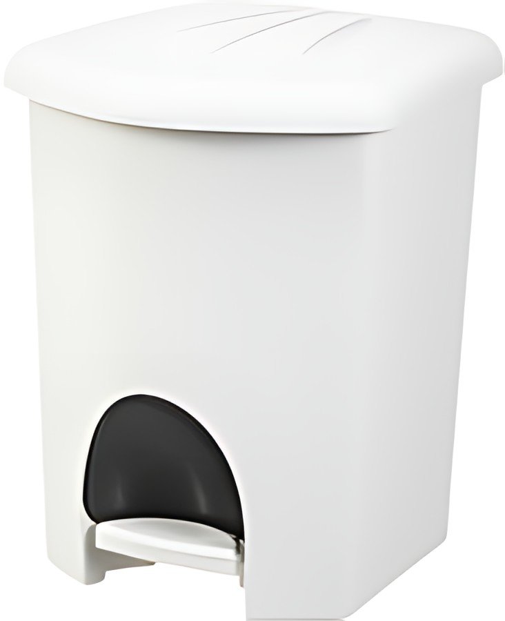 plast team Poubelle à pédale, 16 litres, blanc