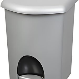 plast team Poubelle à pédale, 16 litres, argent
