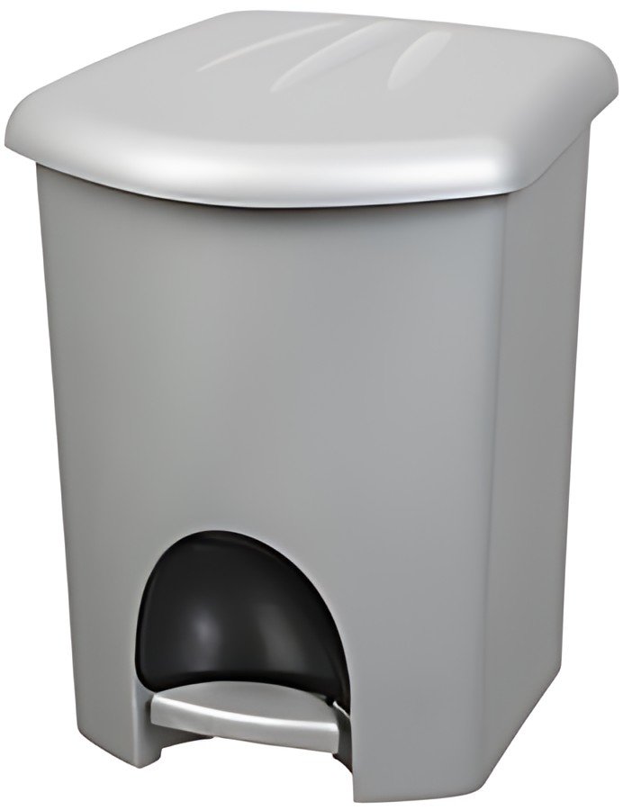 plast team Poubelle à pédale, 16 litres, argent