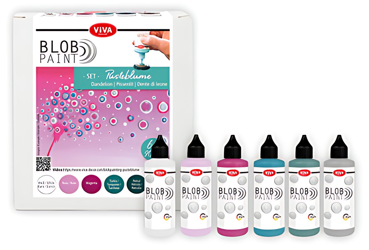 ViVA DECOR Set de peinture Blob Paint "Pissenlit", 6 pièces