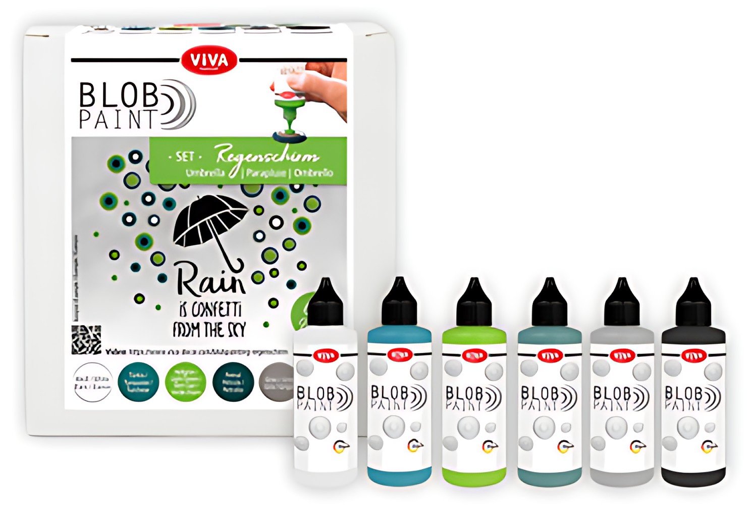 ViVA DECOR Set de peinture Blob Paint "Parapluie", 6 pièces