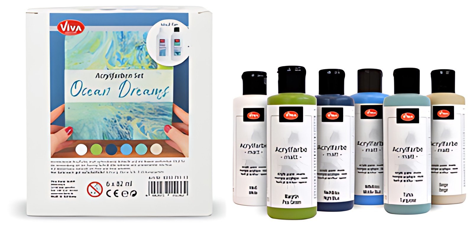 ViVA DECOR Set de peinture acrylique "Ocean Dreams" 6 pièces