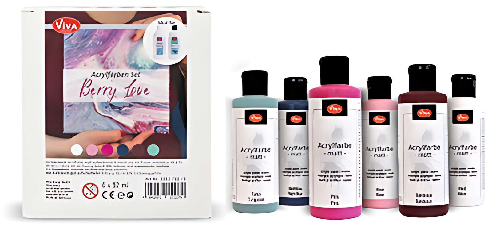 ViVA DECOR Set de peinture acrylique "Berry Love", 6 pièces