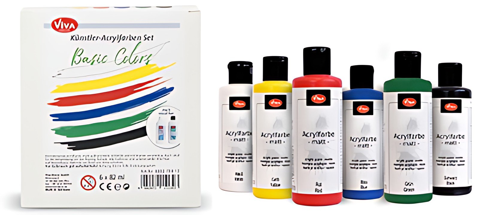ViVA DECOR Set de peinture acrylique "Basic Colors" 6 pièces