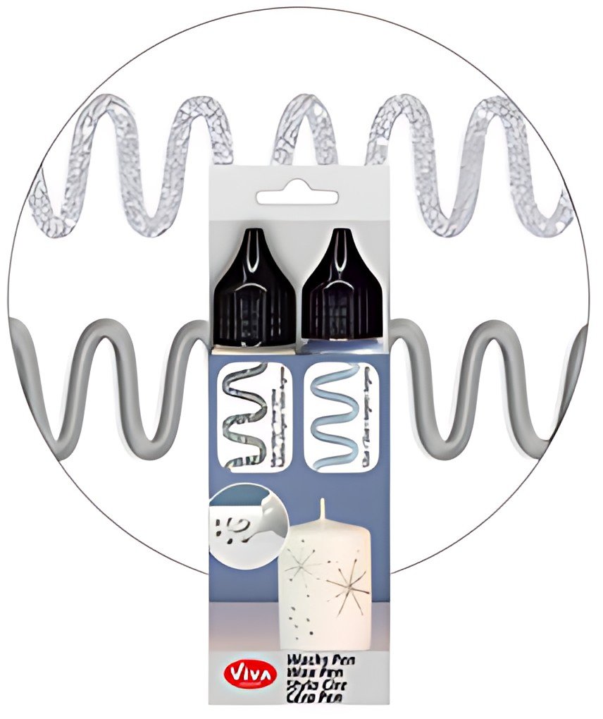 ViVA DECOR Candle Wachs Pen, 28 ml, set de 2, argent