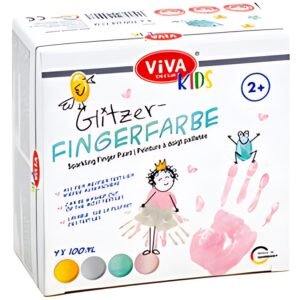 ViVA DECOR Peinture au doigt "ViVA KIDS", set de 4 Pailleté