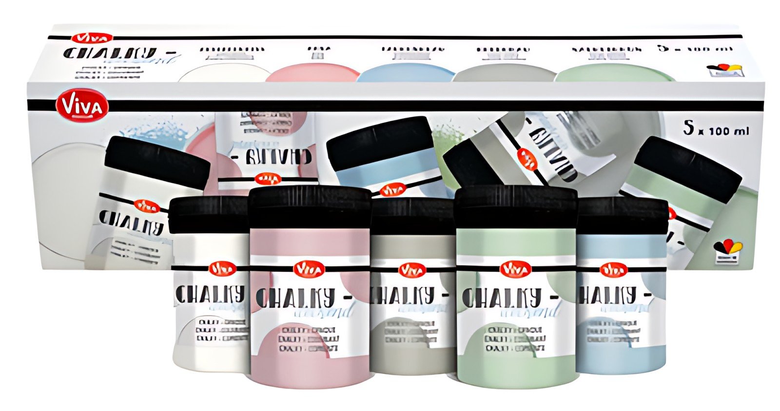 ViVA DECOR Set de couleurs craie "Chalky pastell", 5 pièces