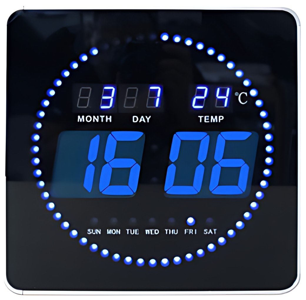 UNiLUX Horloge murale LED FLO, date/température, noir
