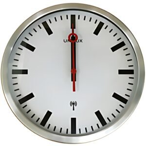UNiLUX Horloge murale/horloge radio pilotée STATION, argent