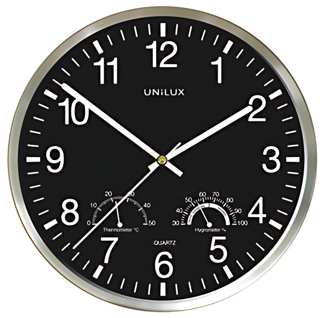 UNiLUX Horloge murale WETTY, diamètre : 300 mm, noir