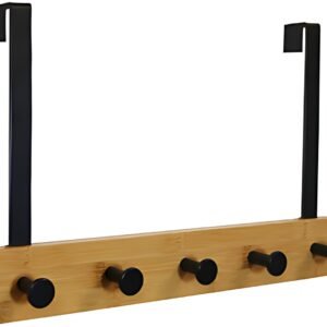 UNiLUX Patère de porte KARAKO, 5 crochets, noir / bambou