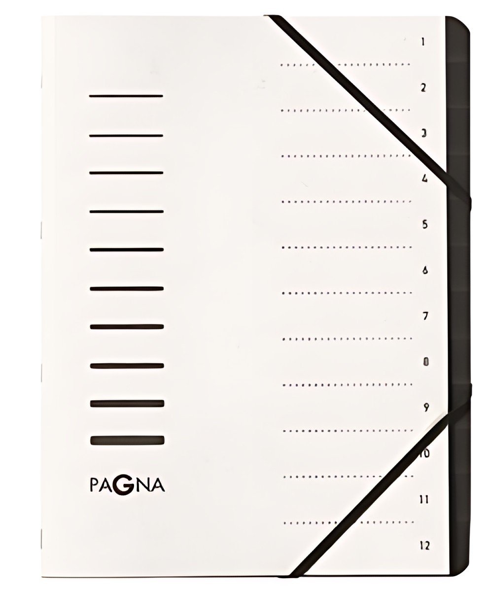 PAGNA Trieur, A4, en carton, 12 compartiments, rouge