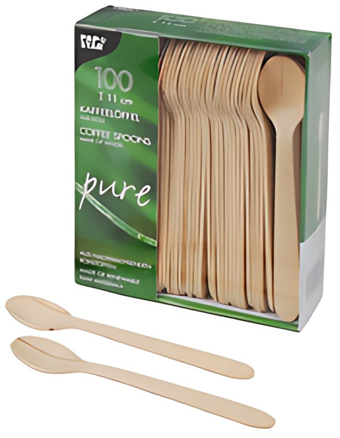 PAPSTAR Cuillère à café en bois "pure", longueur: 110 mm