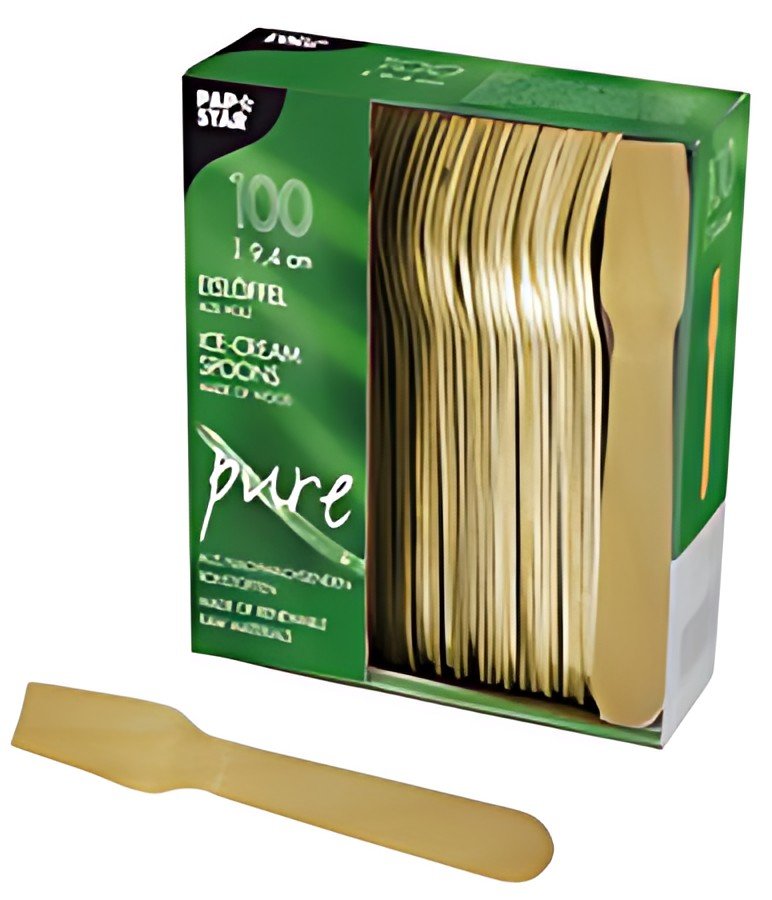 PAPSTAR Cuillère à glace en bois "pure", longueur: 94 mm