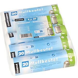 STARPAK Sac poubelle HDPE, 60 litres, blanc
