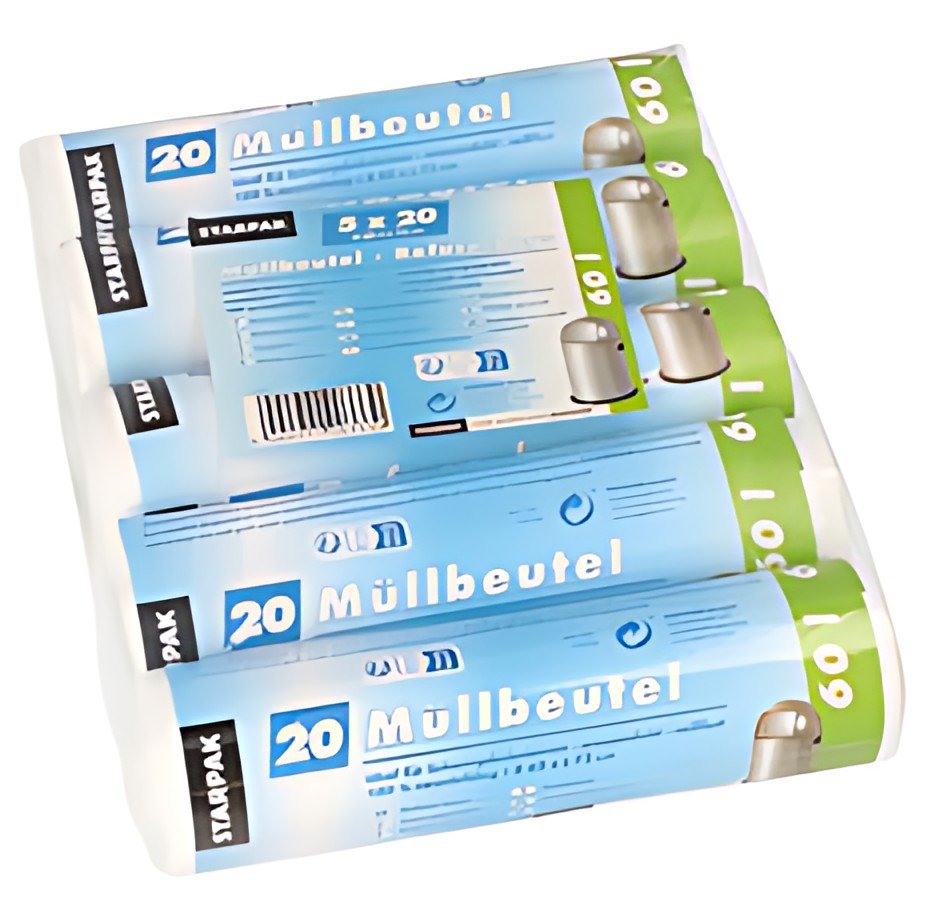 STARPAK Sac poubelle HDPE, 60 litres, blanc