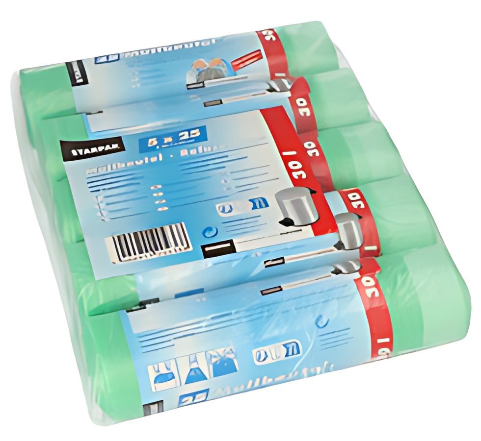 STARPAK Sac poubelle HDPE à liens coulissants, 30 litres