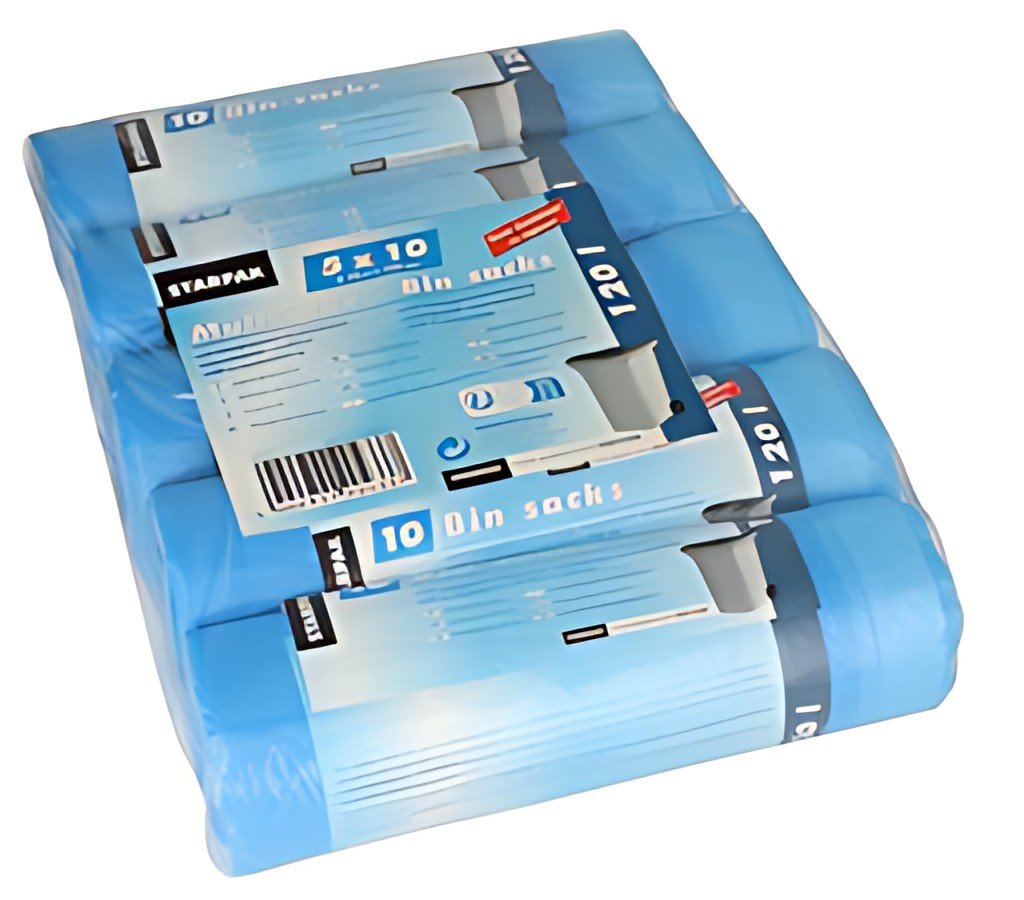 STARPAK Sac poubelle HDPE à liens coulissants, 120 litres