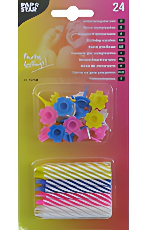 PAPSTAR Bougies d'anniversaire, en cire, rayures blanches