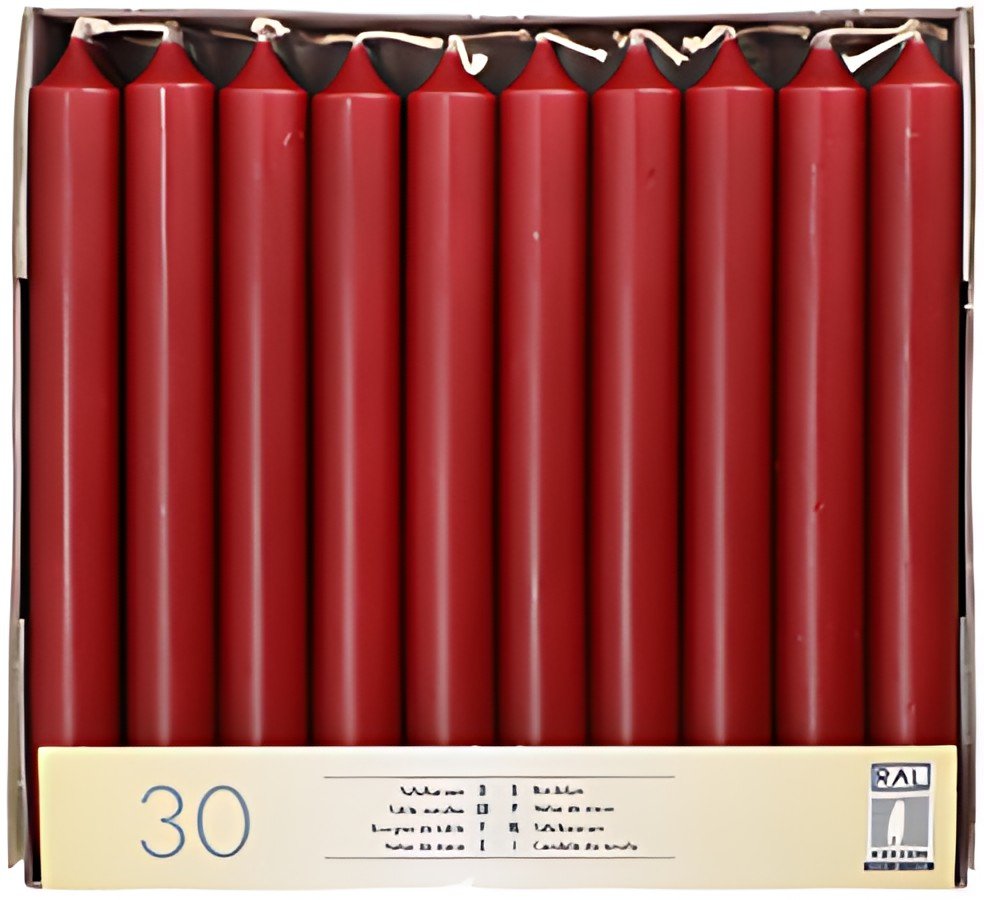 STARPAK Bougie de table, 21 mm, pack de 30, bordeaux