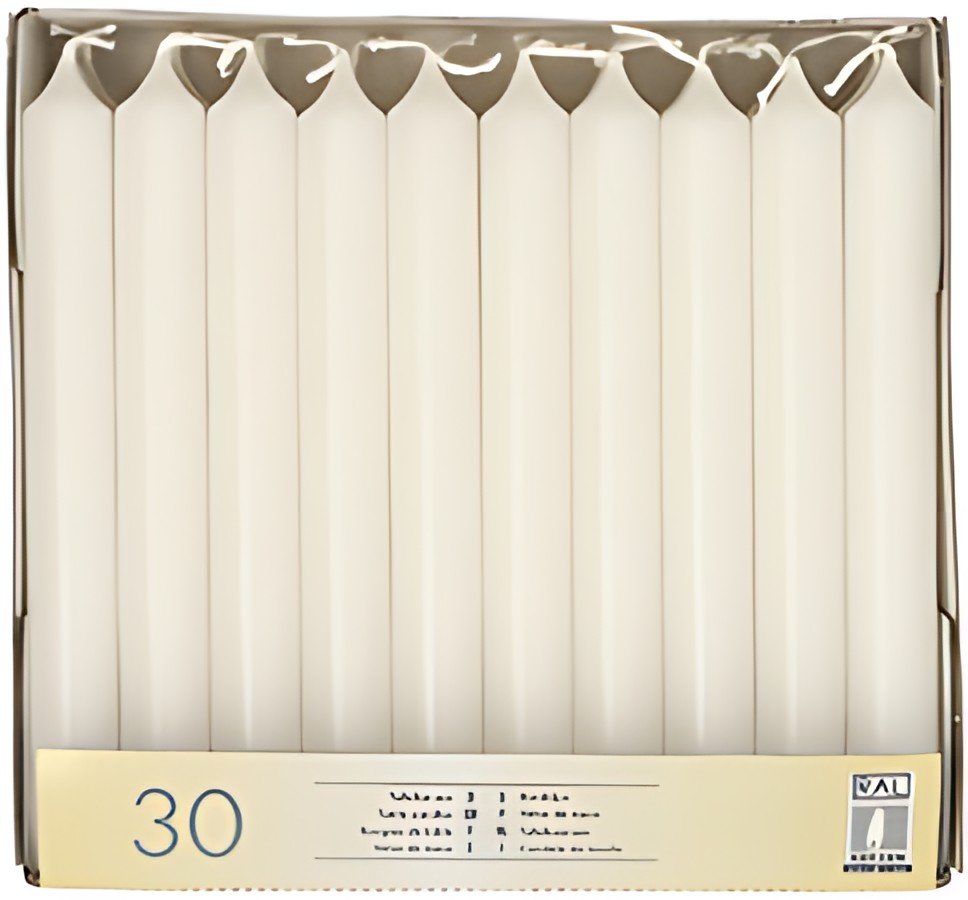 STARPAK Bougie de table, 21 mm, pack de 30, blanc