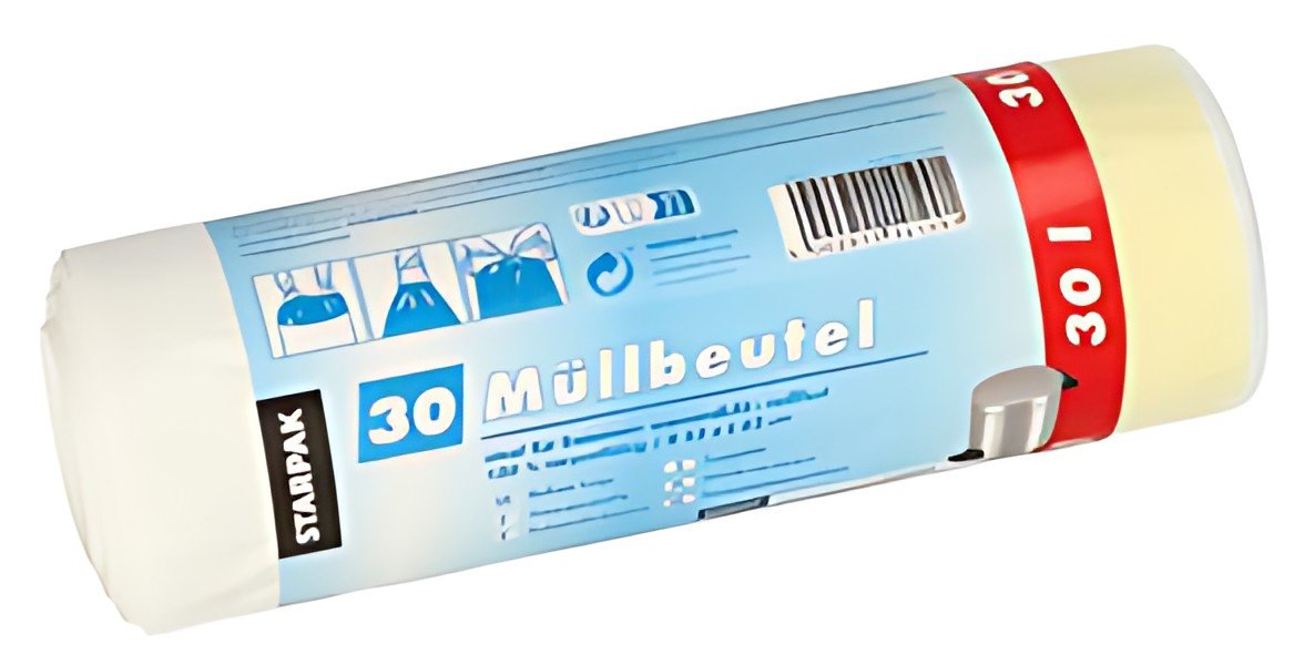 STARPAK Sac poubelle LDPE, avec cordon, 30 litres, blanc