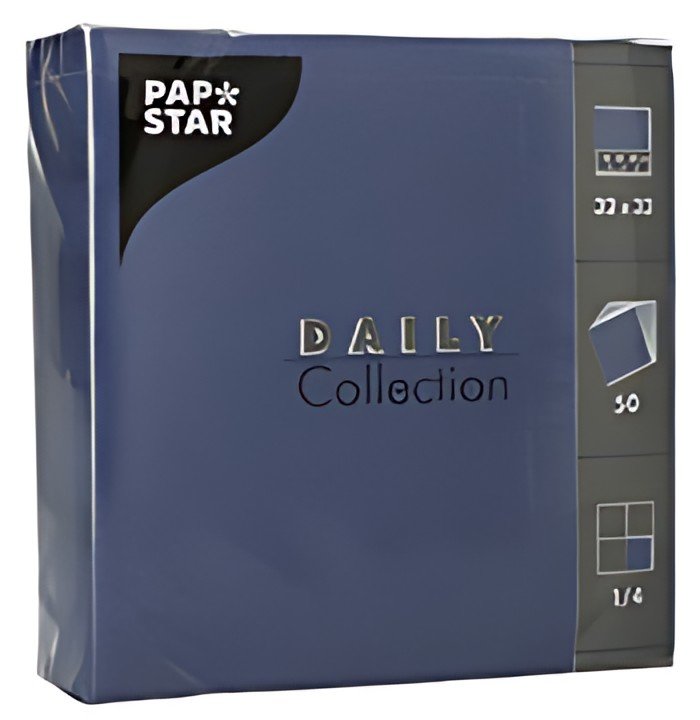 PAPSTAR Serviettes, 320 x 320 mm, 3 couches, bleu foncé