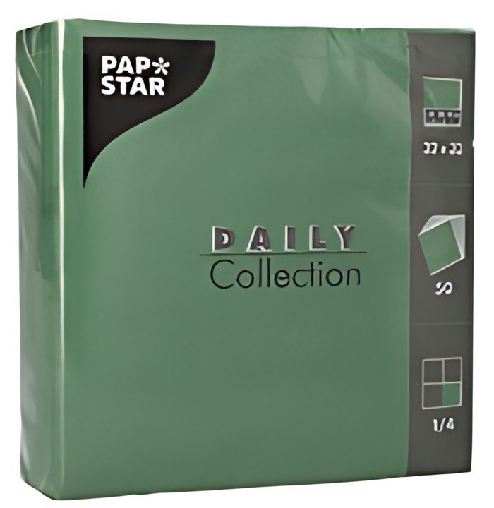 PAPSTAR Serviettes, 320 x 320 mm, 3 couches, vert foncé