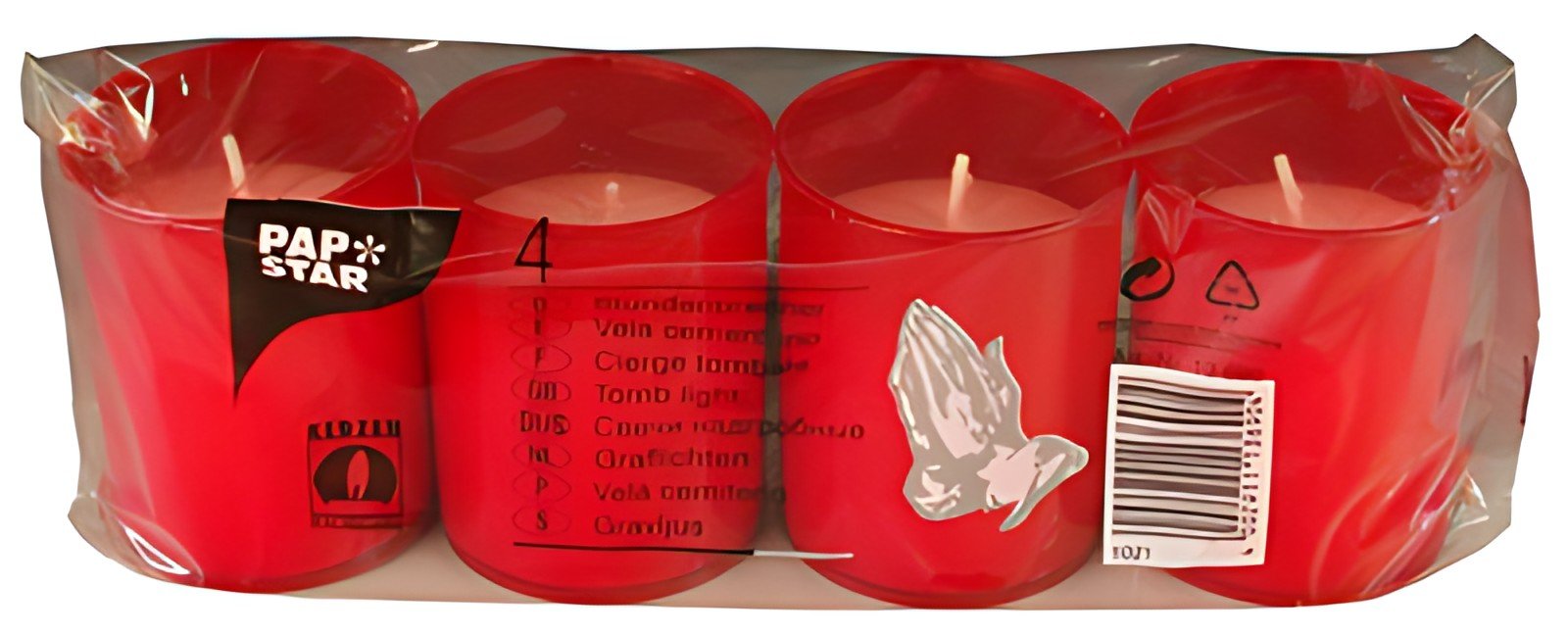 PAPSTAR Photophore tombal "cierge tombale", rouge