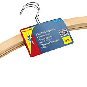 Peggy Perfect Cintre en bois sans barre, paquet de 3, nature