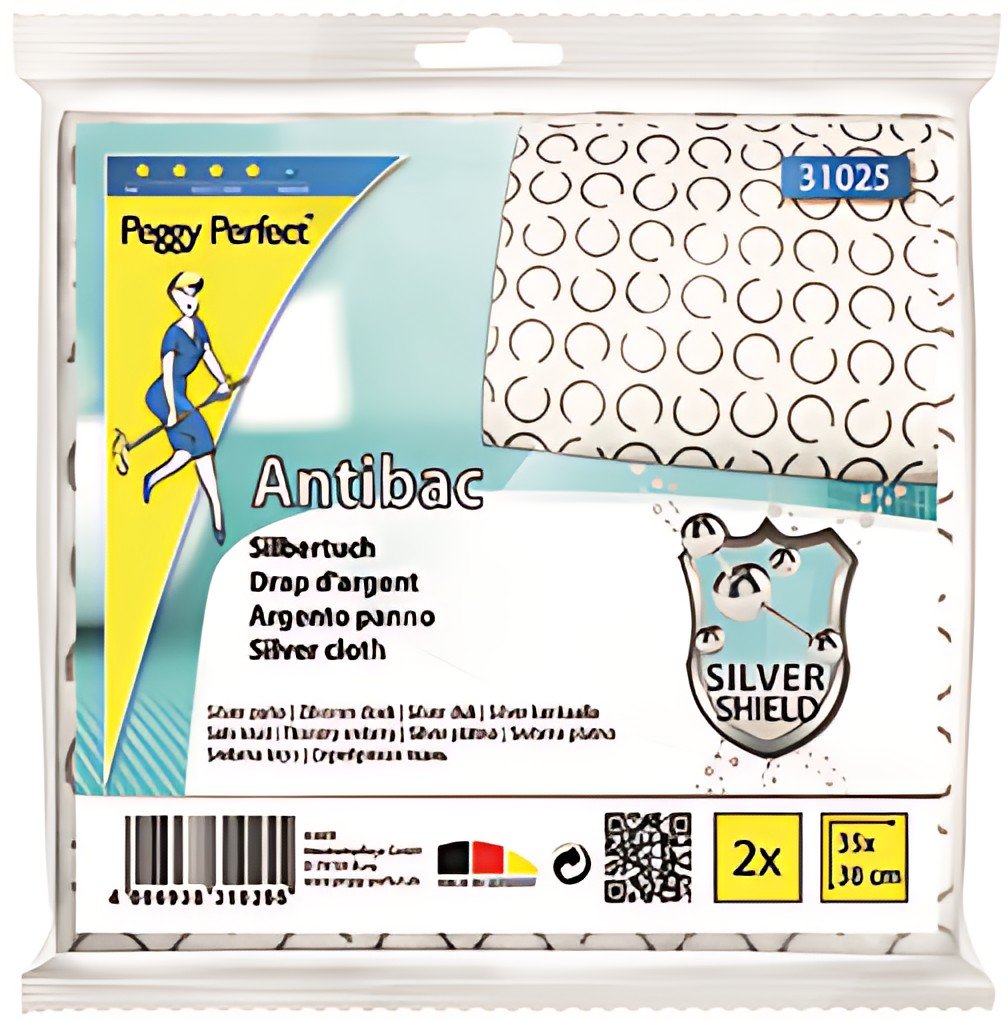 Peggy Perfect Chiffon d'argent "Antibac", pack de 2