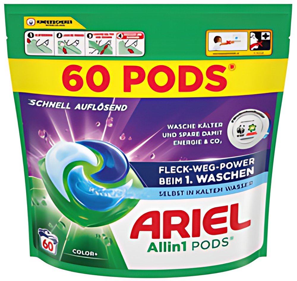 ARIEL Lessive capsules All-in-1 Color+, 60 lavages