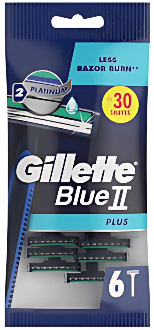 Rasoirs jetables Gillette Blue II Plus, paquet de 6