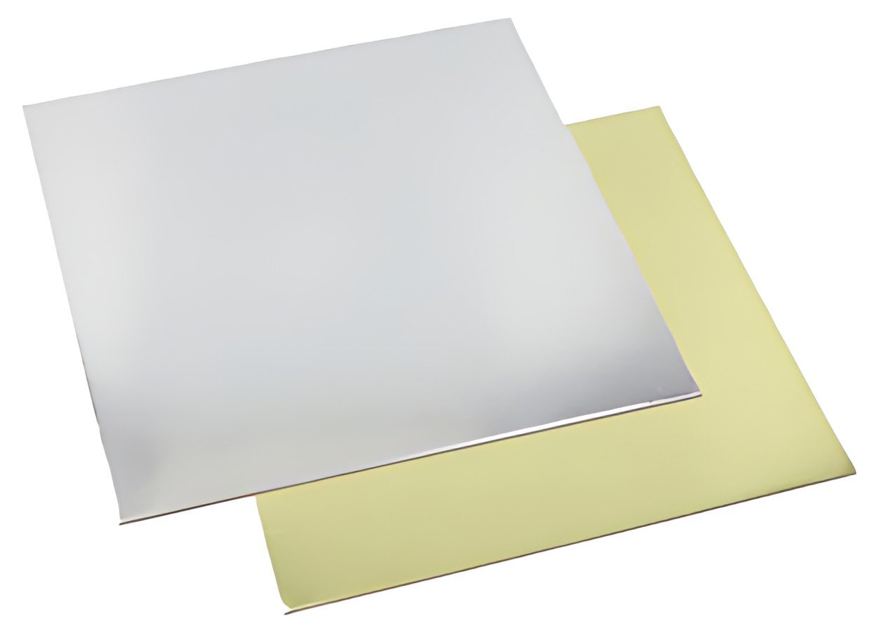STARPAK Plat à gâteau carré, 280 x 280 mm, or/argent