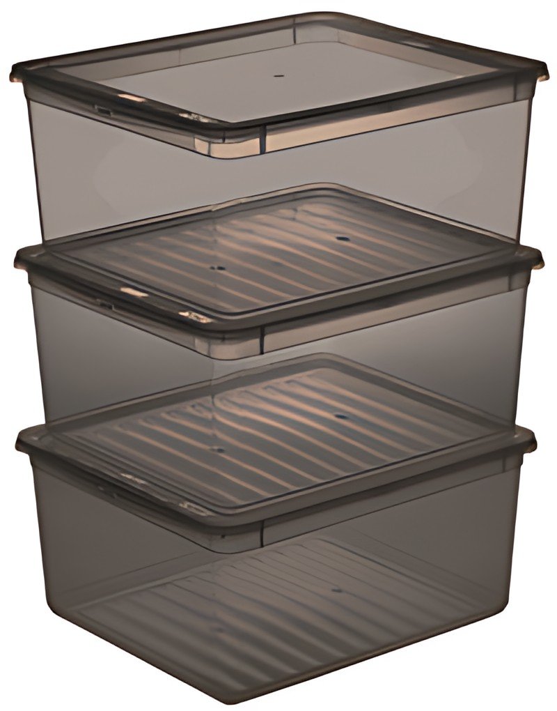 keeeper Set de boîtes de rangement "bea", 3x 11 L, gris