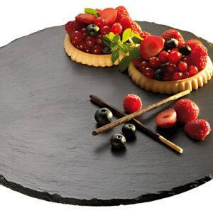 APS Plat à tarte en ardoise naturelle, rond, anthracite