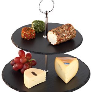 APS Plat de service ardoise naturelle, 2 étages, anthracite