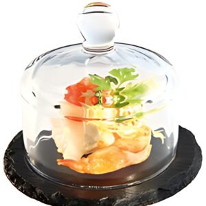 APS Plat en ardoise naturelle avec cloche en verre