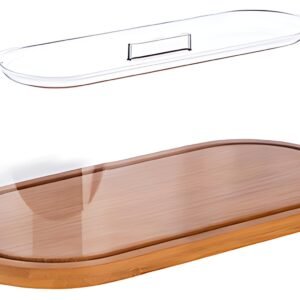 APS Plateau en bambou avec cloche, ovale, (L)280 x (P)140 mm