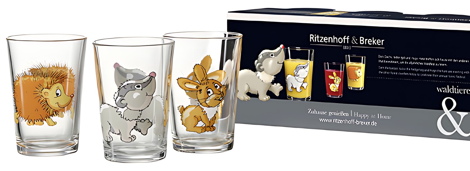 Ritzenhoff & Breker Verre ANIMAUX DE LA FORET, set de 3