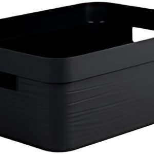 EDA Boîte de rangement STONE, 6 litres, PP, noir